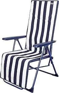 AKTIVE 62616 – Folding Lounger 5 Positions Sailor Stripes 59 x 59 x 109 cm Garden